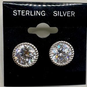 Vintage Judith Ripka Sterling Silver 11mm Brilliant Round Stud Earrings